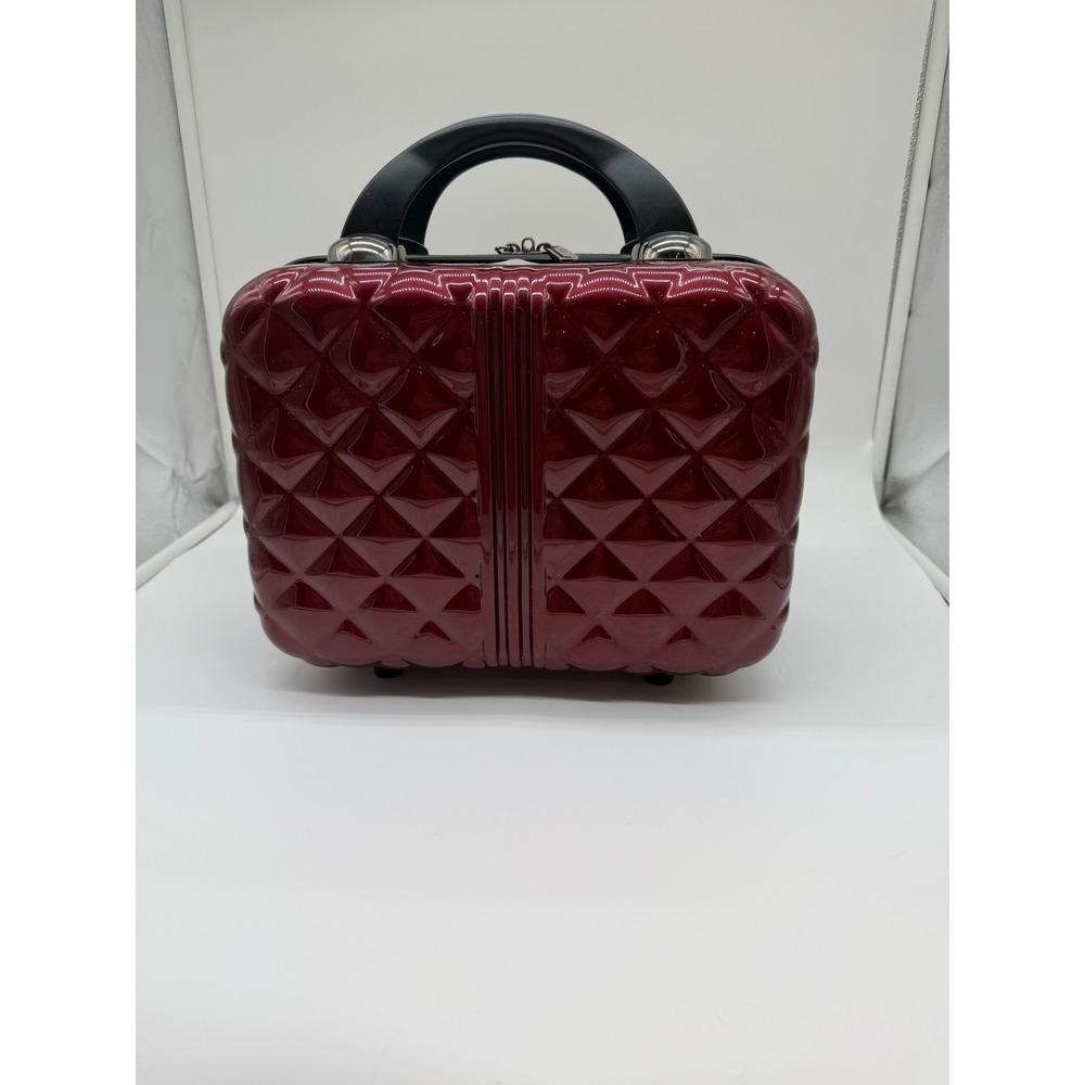 Triforce Burgundy Red Quilted Hardshell Beauty Case Travel Vanity Bag